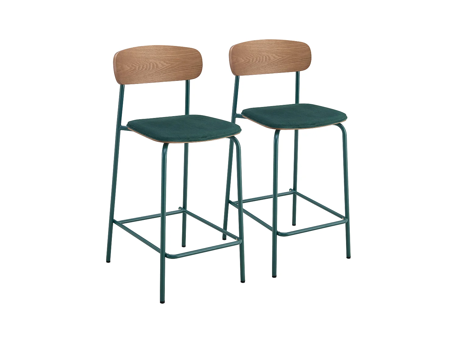 Set van 2 hoge stoelen in kaki groen hout