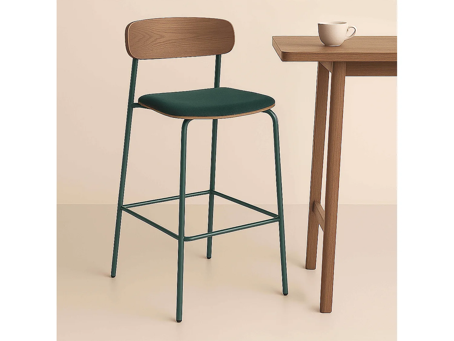 Lot de 2 chaises hautes en bois vert kaki