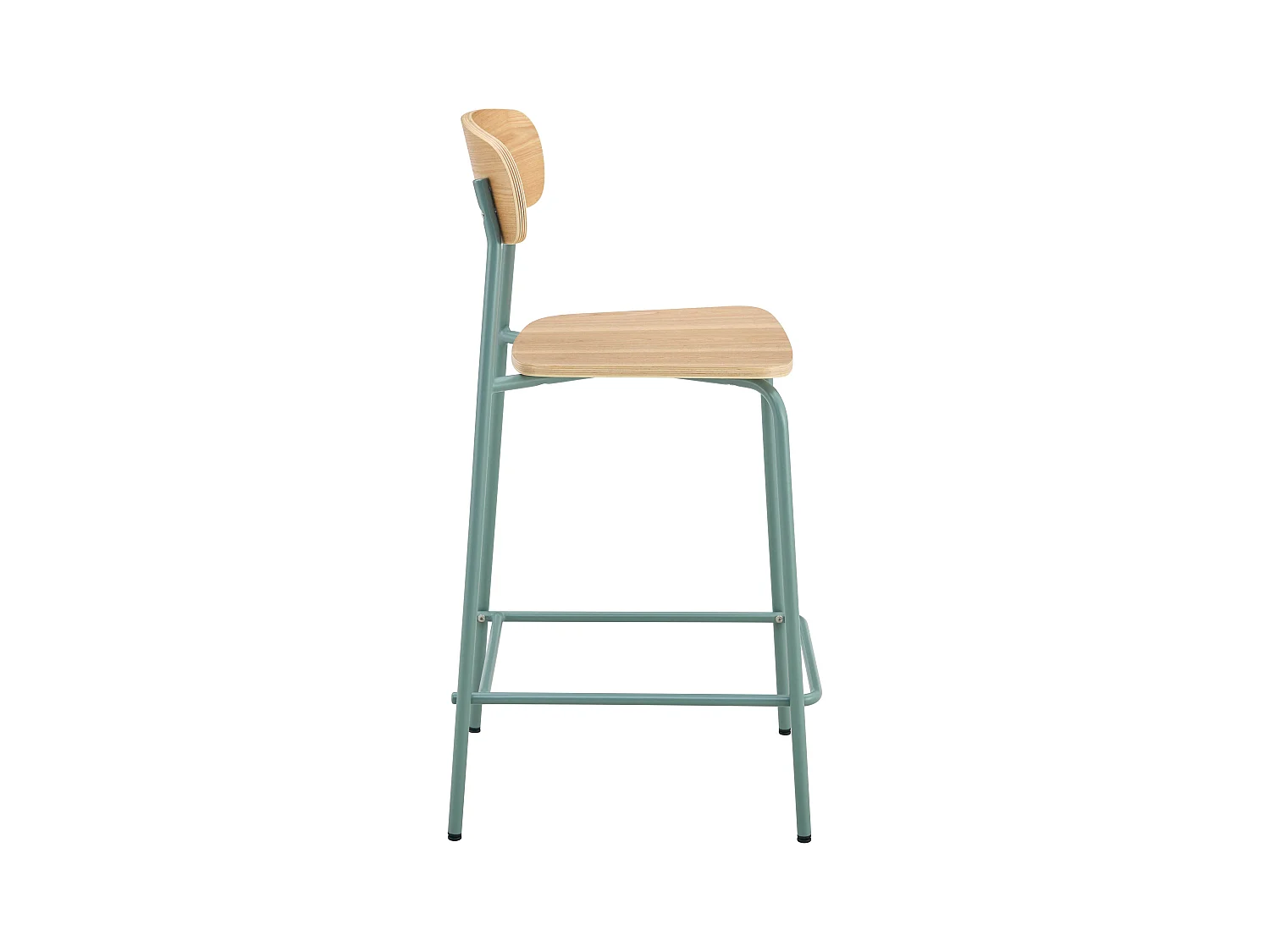 Set van 2 hoge stoelen van metaal en lichtblauw hout