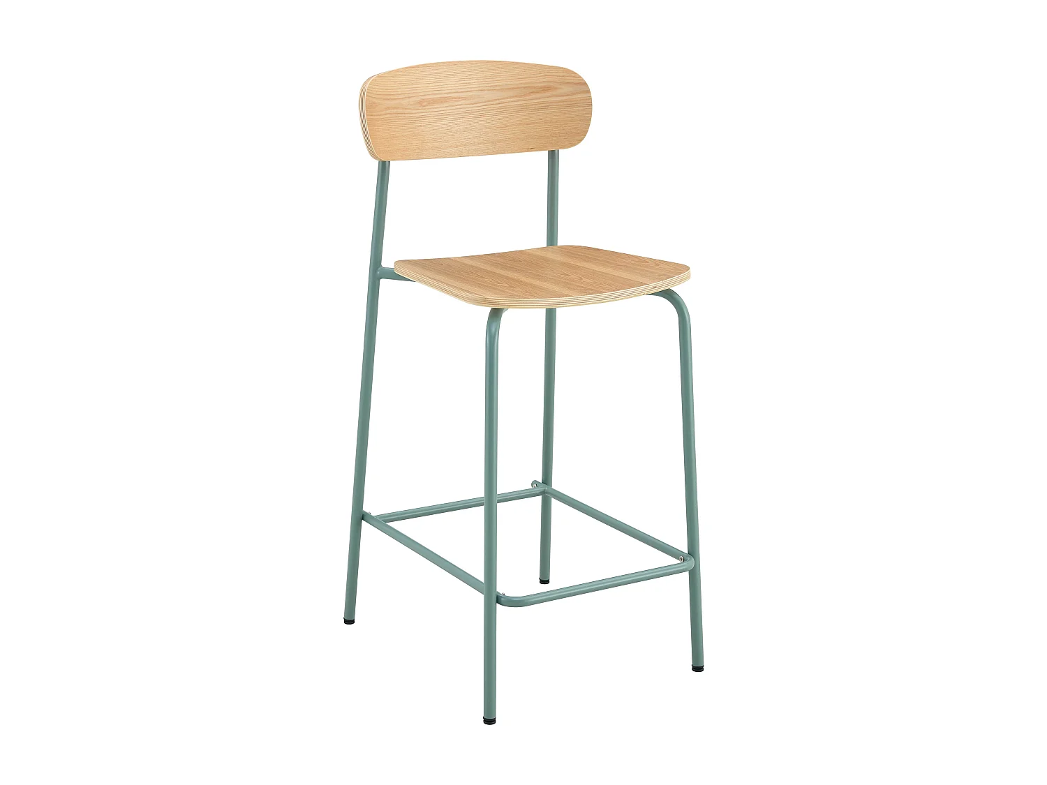 Set van 2 hoge stoelen van metaal en lichtblauw hout