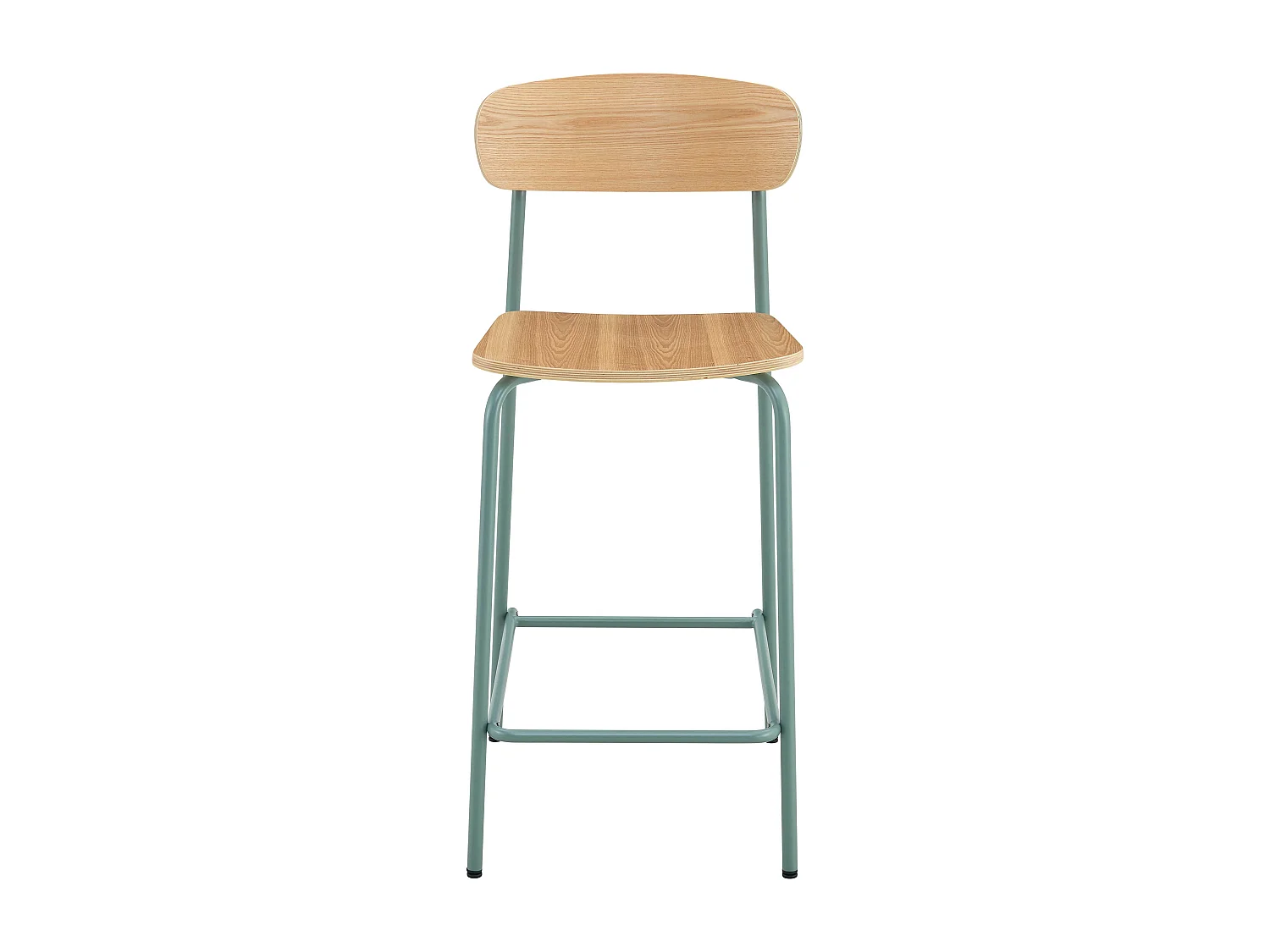 Lot de 2 chaises hautes en métal et bois bleu clair