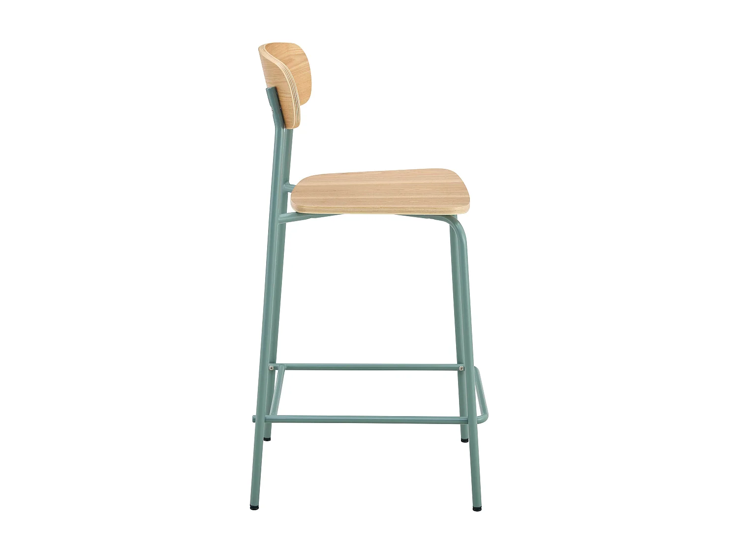 Lot de 2 chaises hautes en métal et bois bleu clair