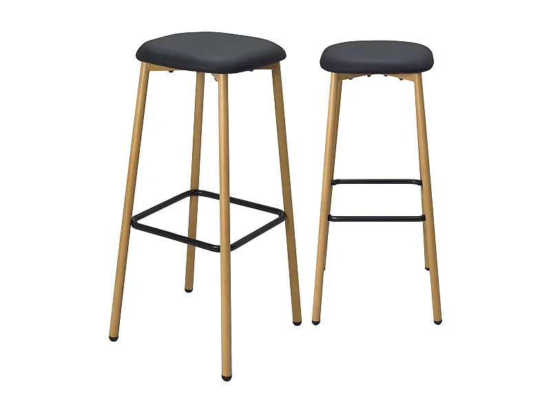 Barkrukken, Zithoogte 78 Cm, Metalen Poten Imitatie Beuken, Set van 2 NES (zwart)