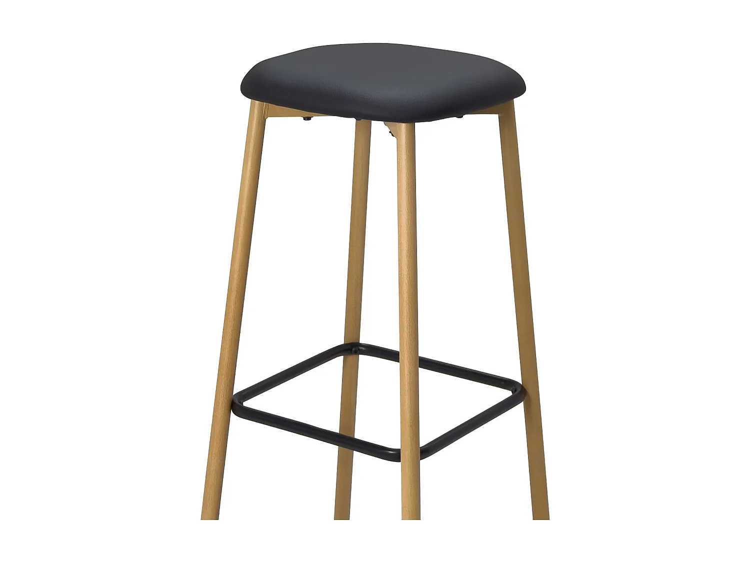 Tabourets de bar, hauteur d'assise 78 cm, pieds métal immitation hêtre, lot de 2 NES (noir)