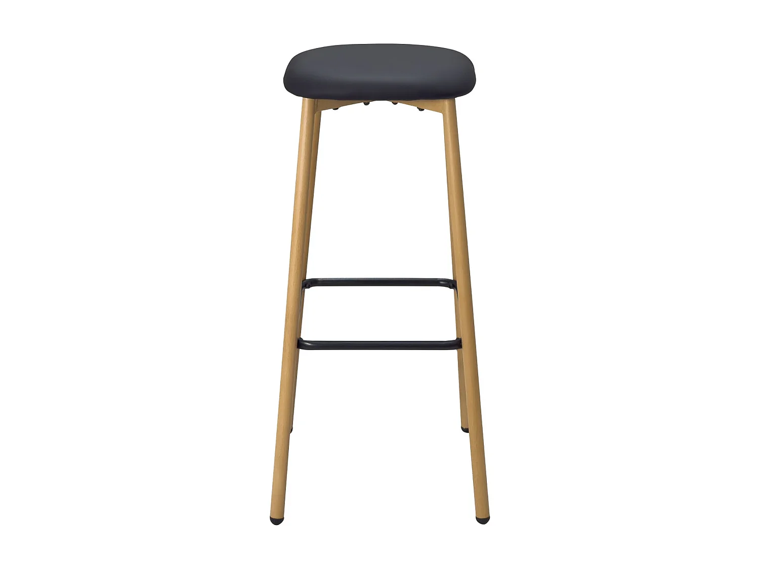 Tabourets de bar, hauteur d'assise 78 cm, pieds métal immitation hêtre, lot de 2 NES (noir)