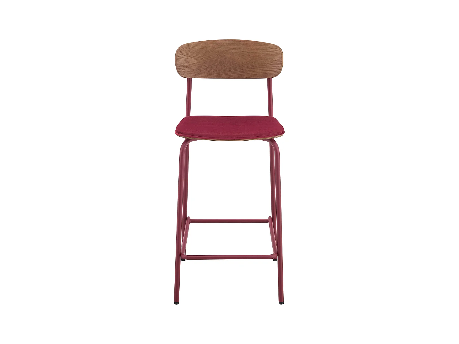 Set van 2 hoge stoelen in bordeauxrood hout