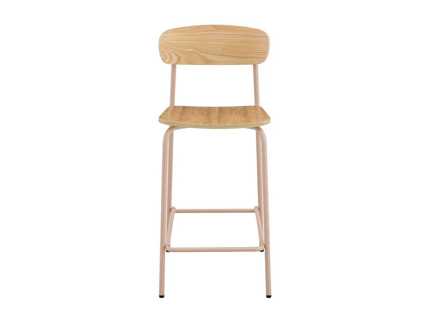 Lot de 2 chaises hautes en métal et bois rose