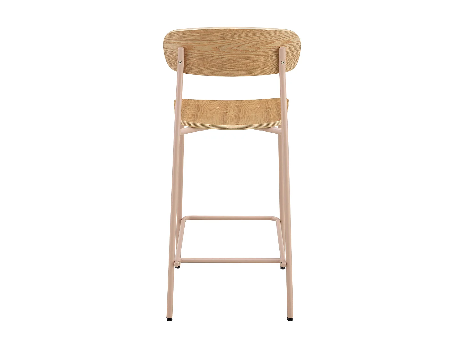 Lot de 2 chaises hautes en métal et bois rose