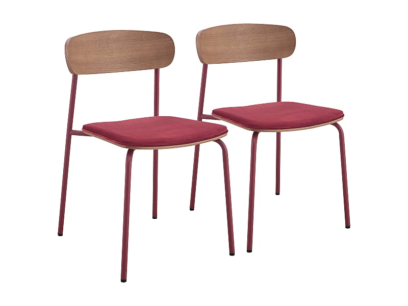 Lot de 2 chaises empilables en bois bordeaux