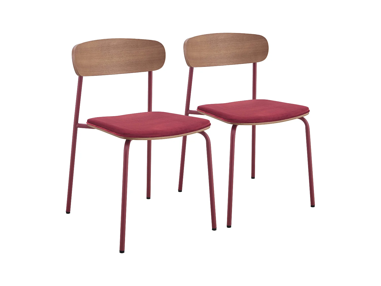 Lot de 2 chaises empilables en bois bordeaux
