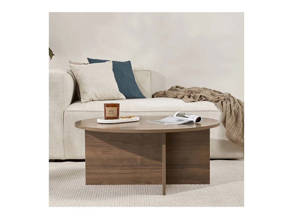 Table basse avec plateau arrondi L90 cm - SOLEIL