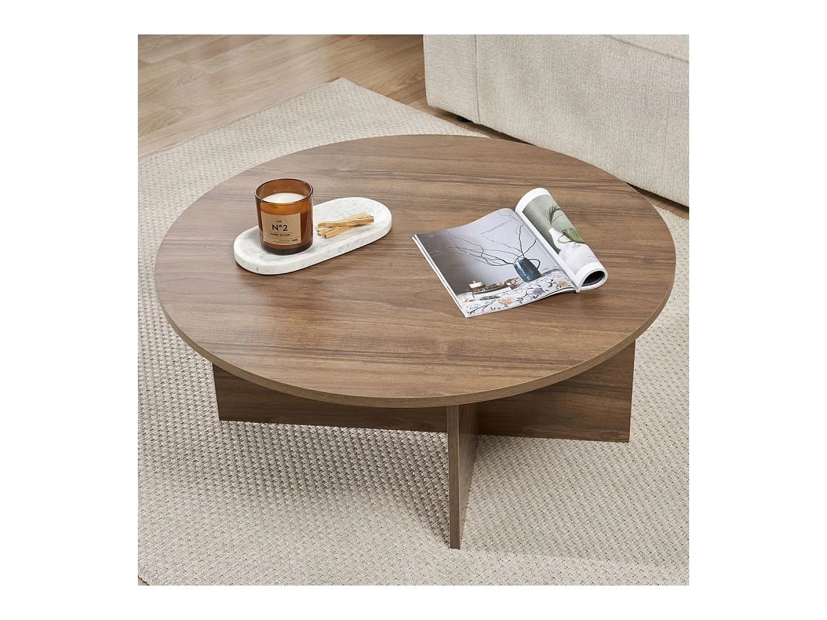 Table basse avec plateau arrondi L90 cm - SOLEIL