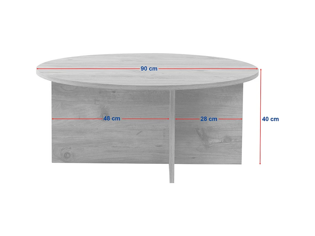 Table basse avec plateau arrondi L90 cm - SOLEIL