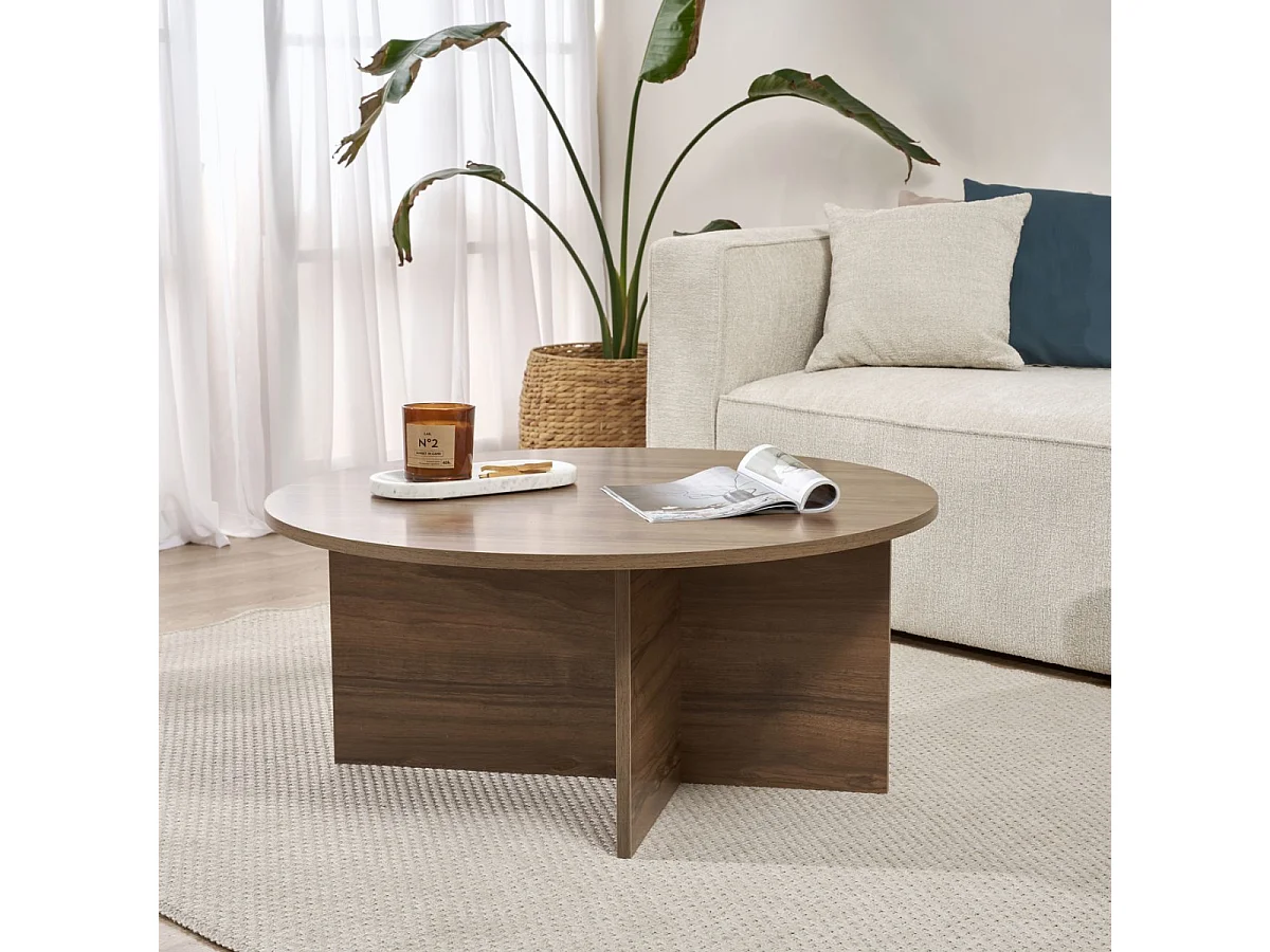Table basse avec plateau arrondi L90 cm - SOLEIL