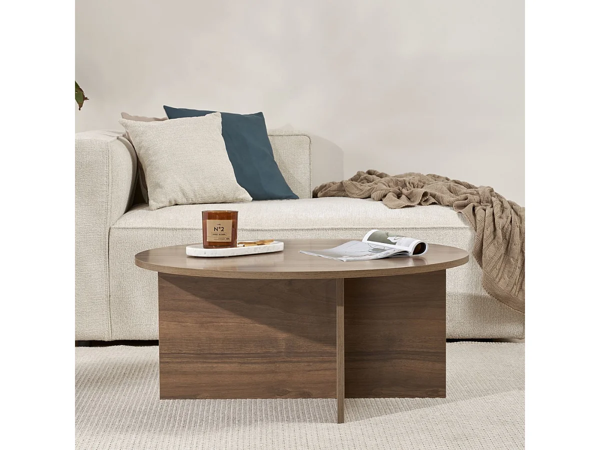 Table basse avec plateau arrondi L90 cm - SOLEIL