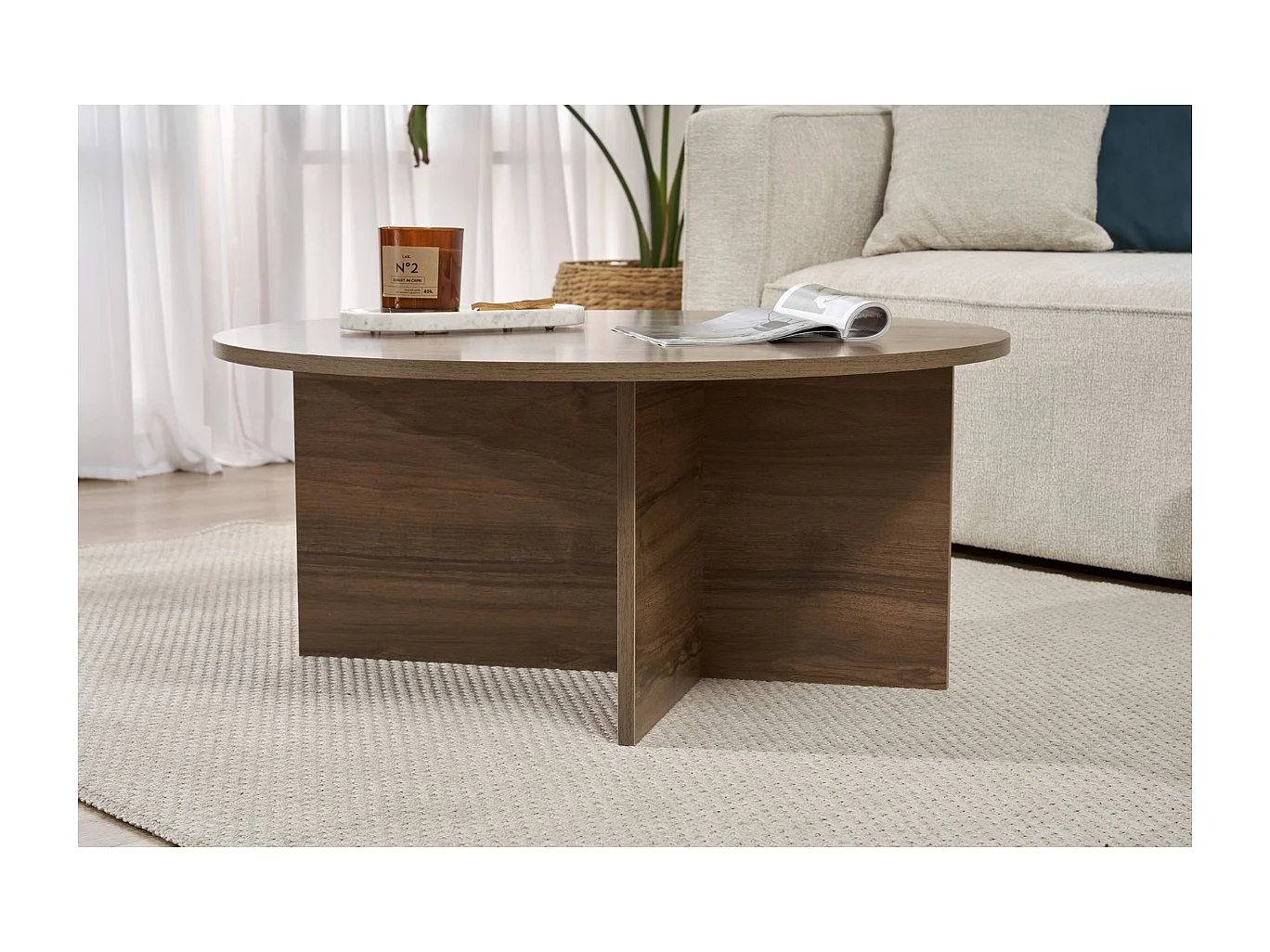 Salontafel met afgerond blad L90 cm - SOLEIL