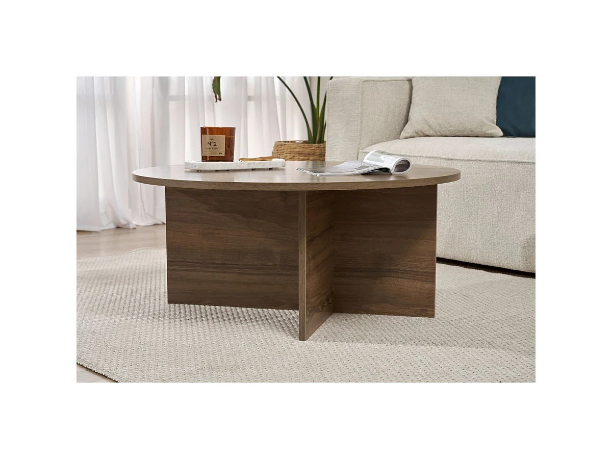 Table basse avec plateau arrondi L90 cm - SOLEIL