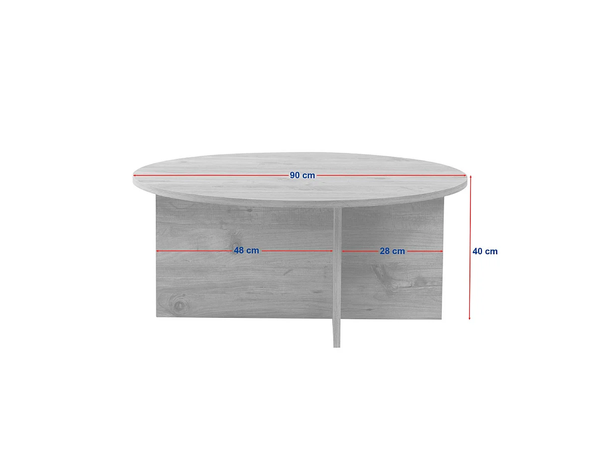 Table basse avec plateau arrondi L90 cm - SOLEIL