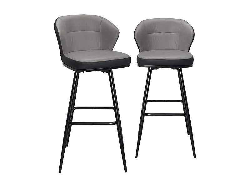 Gematelasseerde Draaibare Barstoel, Zithoogte 72 Cm, Lot Van 2, DANA (Grijs en Zwart)