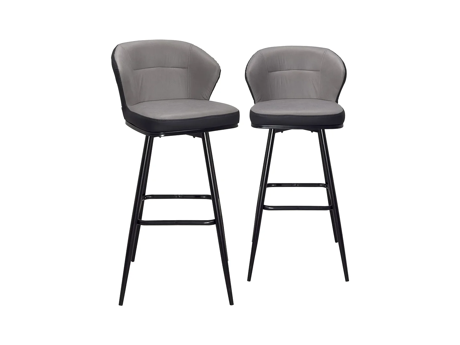 Chaise de bar pivotante matelassée, hauteur assise 72 cm, lot de 2, DANA (gris et noir)