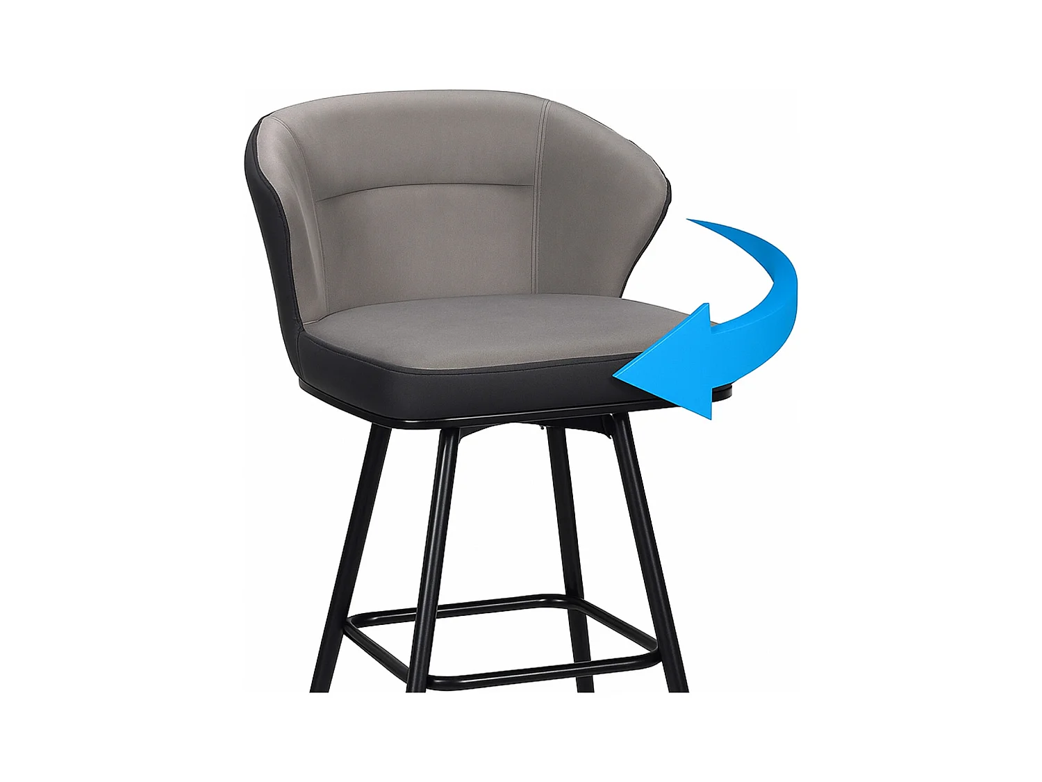 Chaise de bar pivotante matelassée, hauteur assise 72 cm, lot de 2, DANA (gris et noir)