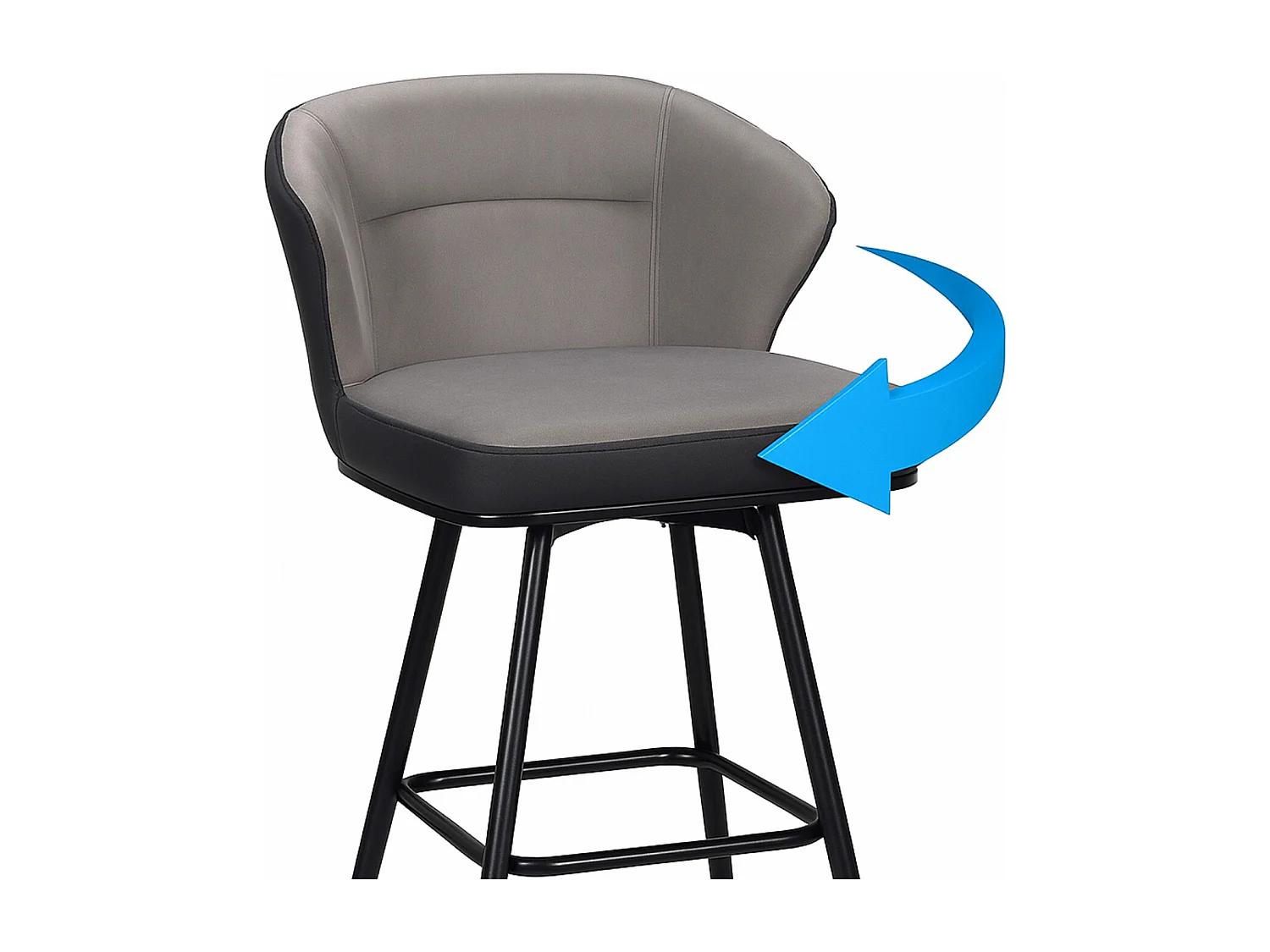 Chaise de bar pivotante matelassée, hauteur assise 72 cm, lot de 2, DANA (gris et noir)