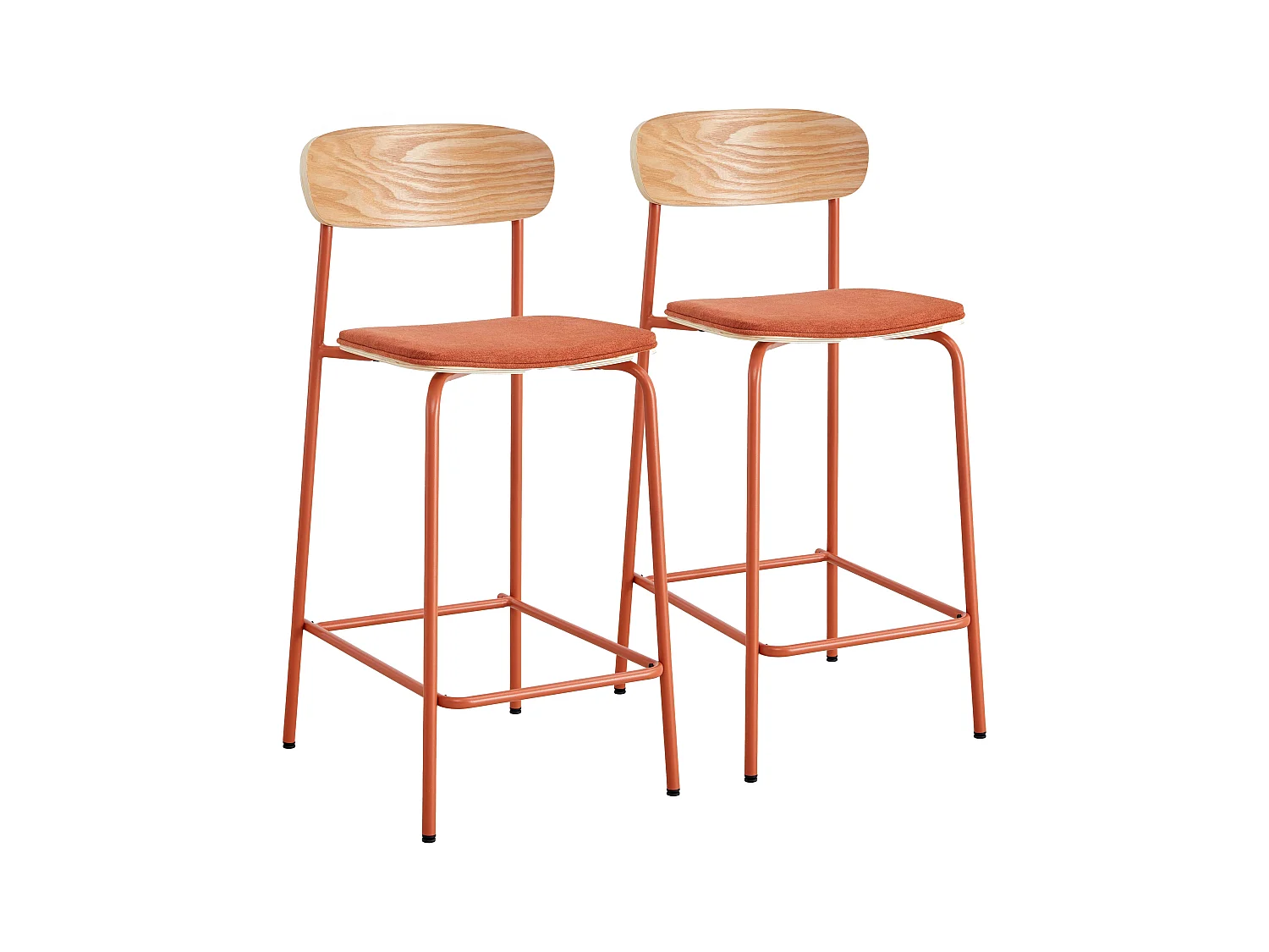Lot de 2 chaises hautes en bois orange