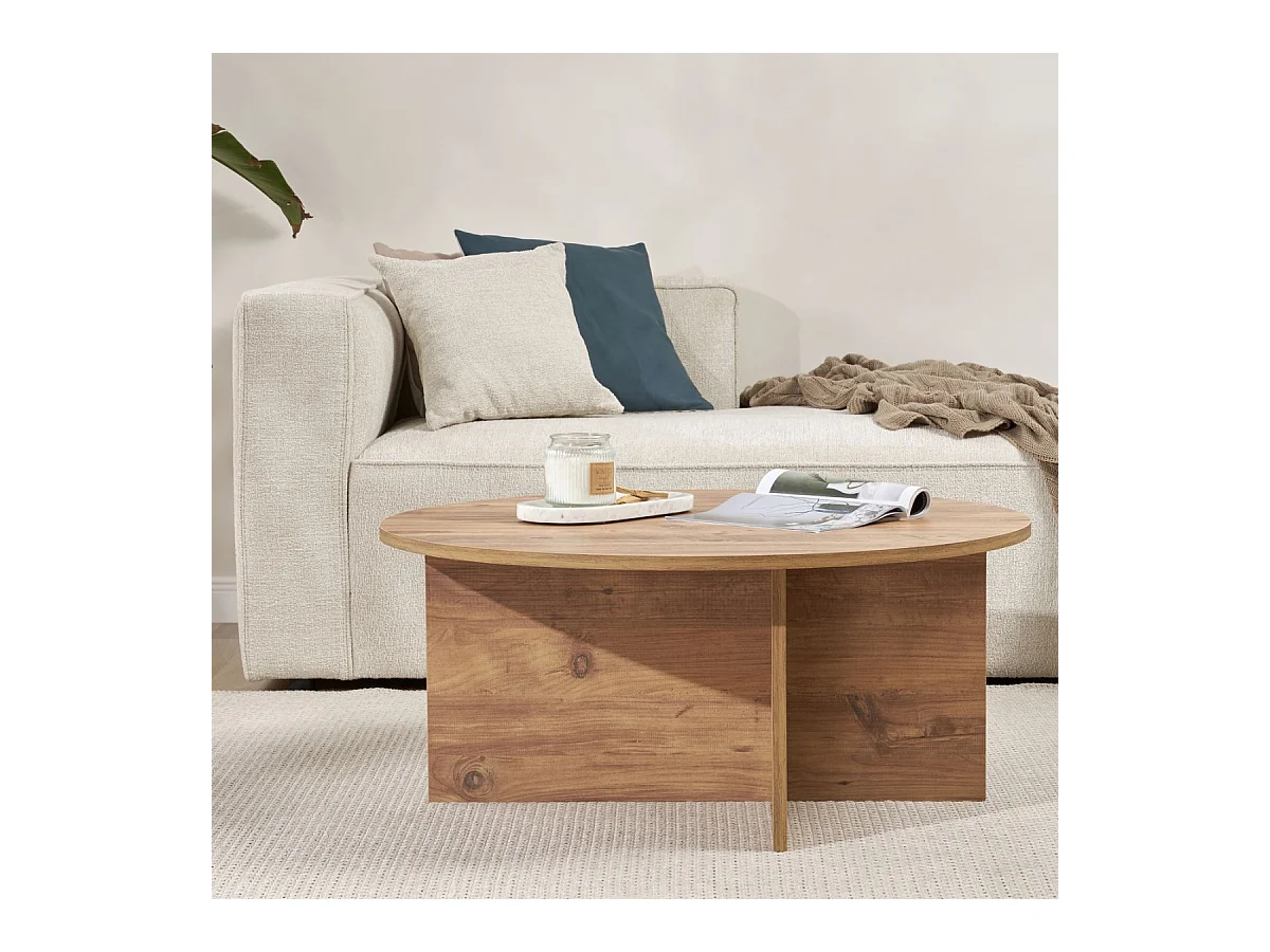 Table basse avec plateau arrondi L90 cm - SOLEIL