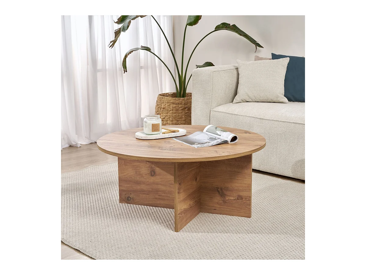Table basse avec plateau arrondi L90 cm - SOLEIL