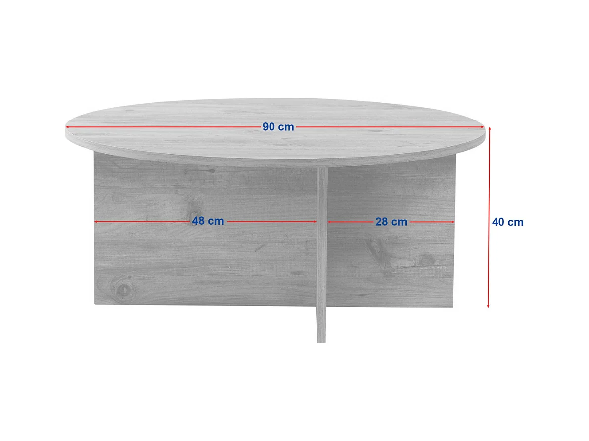 Table basse avec plateau arrondi L90 cm - SOLEIL