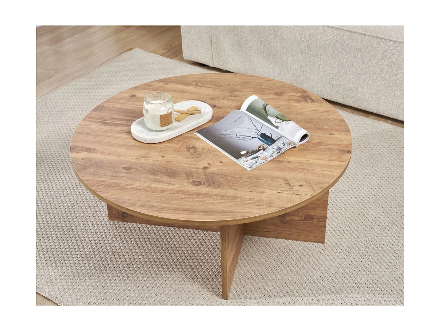 Table basse avec plateau arrondi L90 cm - SOLEIL