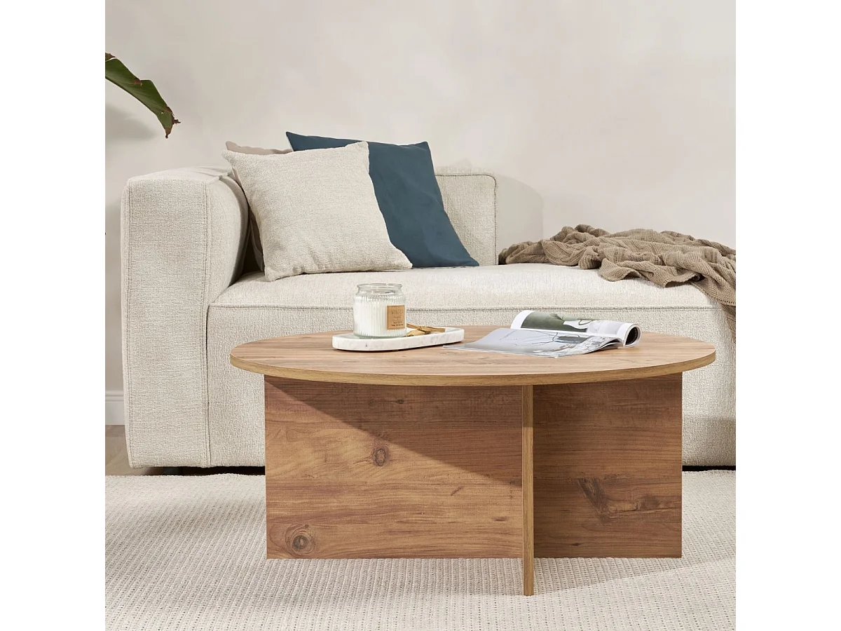 Table basse avec plateau arrondi L90 cm - SOLEIL