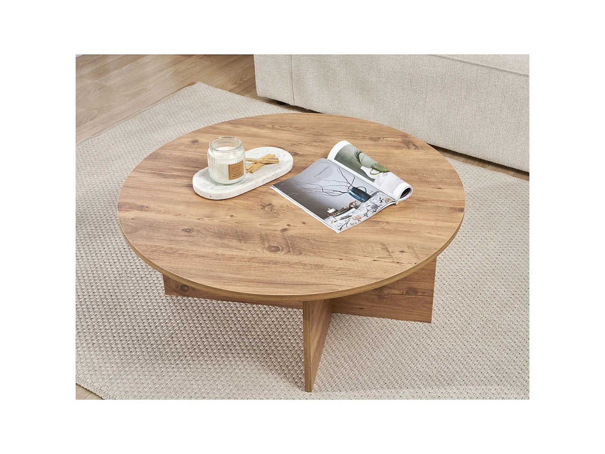 Table basse avec plateau arrondi L90 cm - SOLEIL