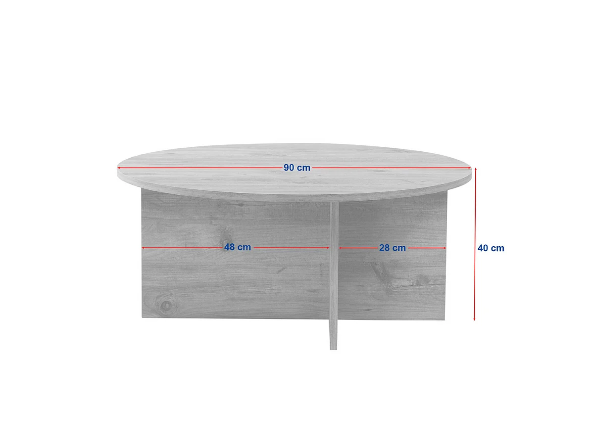 Table basse avec plateau arrondi L90 cm - SOLEIL