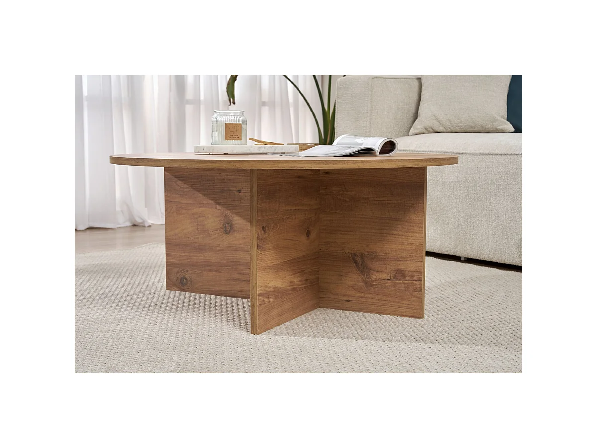Table basse avec plateau arrondi L90 cm - SOLEIL
