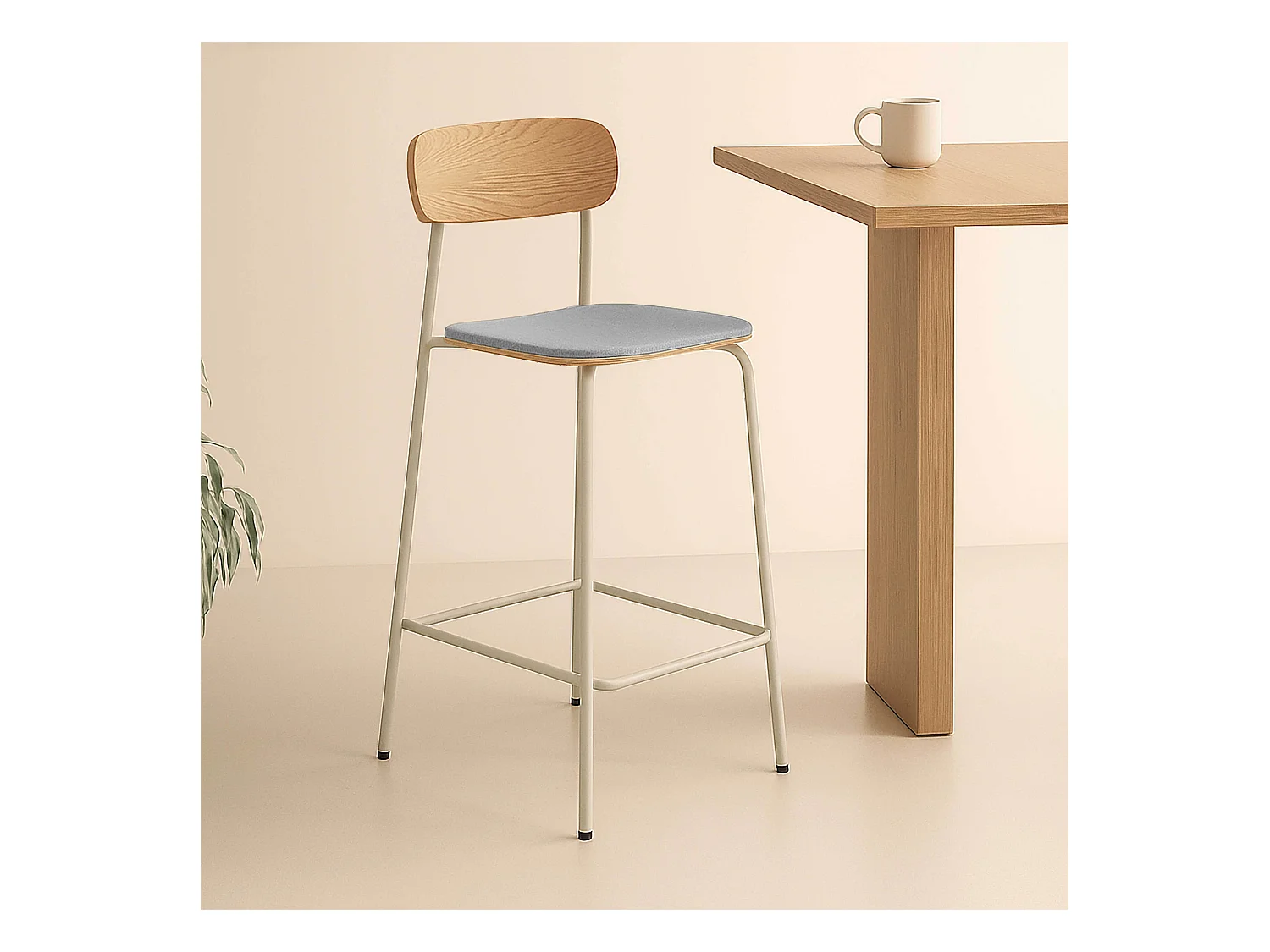 Set van 2 hoge stoelen in lichtblauw hout