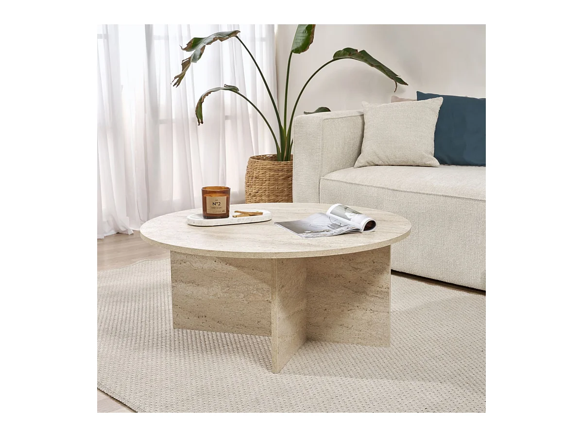 Table basse avec plateau arrondi L90 cm - SOLEIL