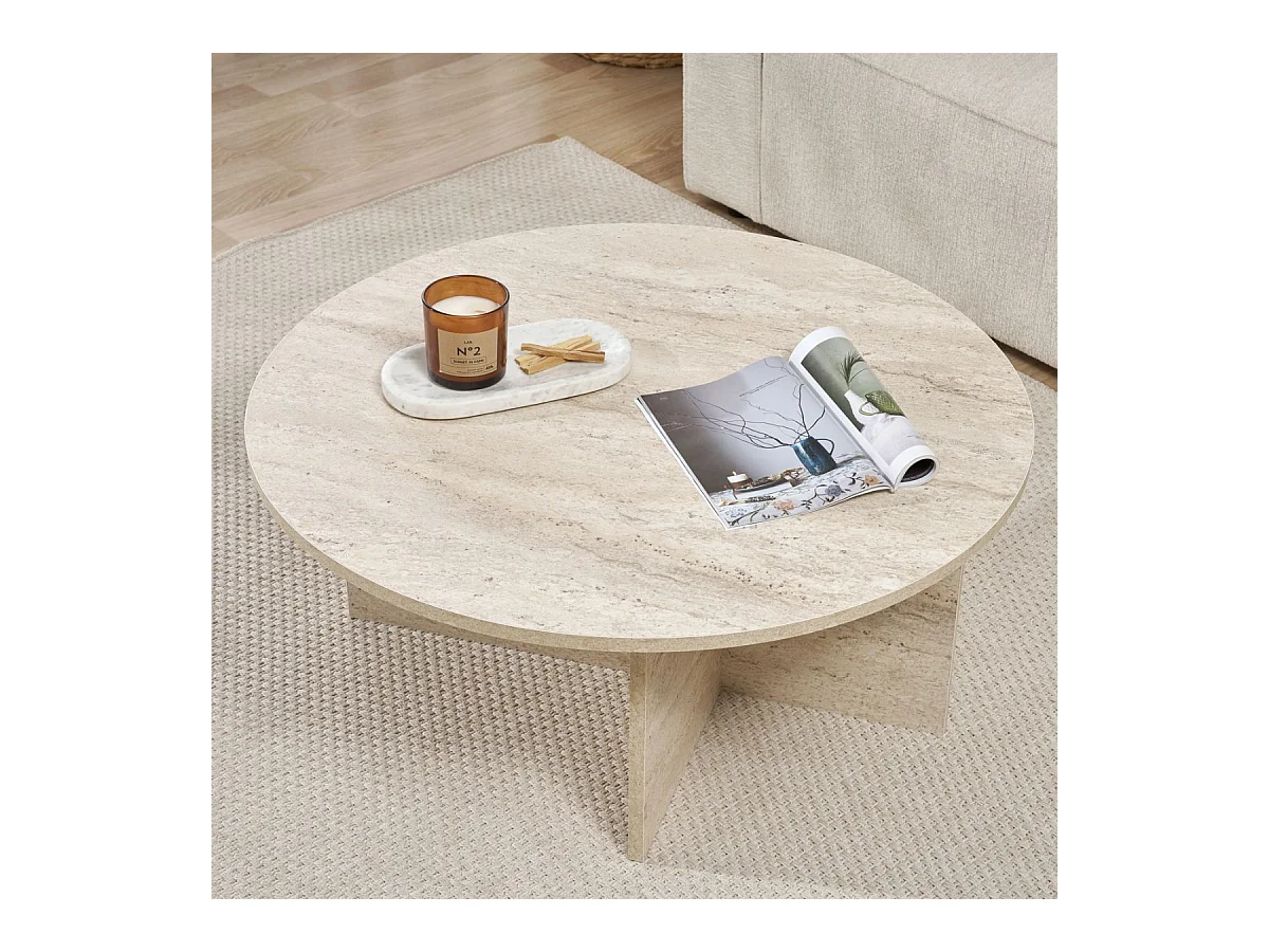 Table basse avec plateau arrondi L90 cm - SOLEIL