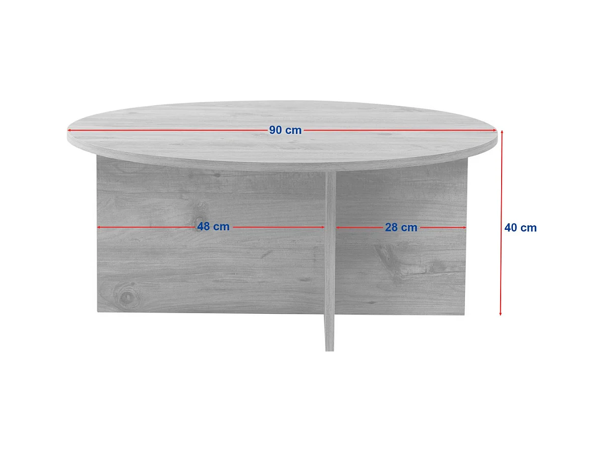 Table basse avec plateau arrondi L90 cm - SOLEIL