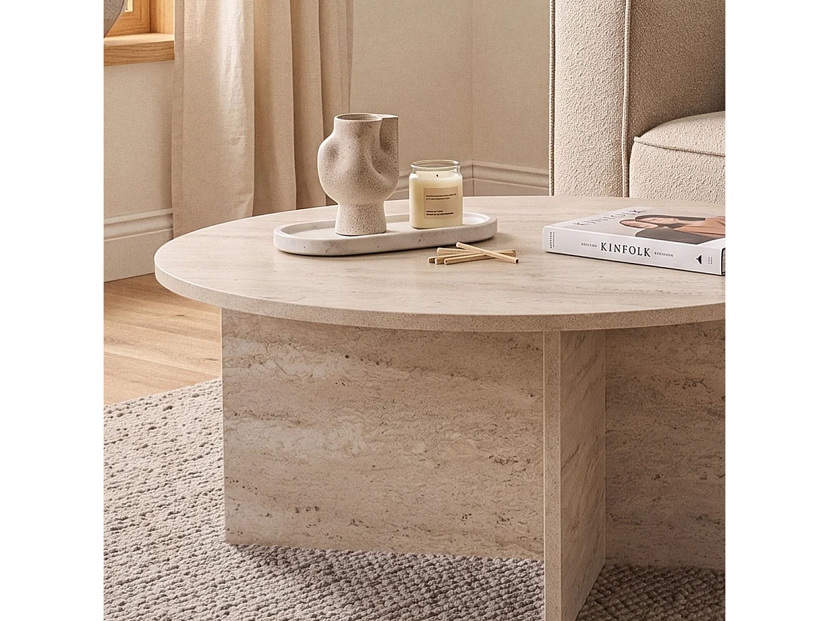 Table basse avec plateau arrondi L90 cm - SOLEIL