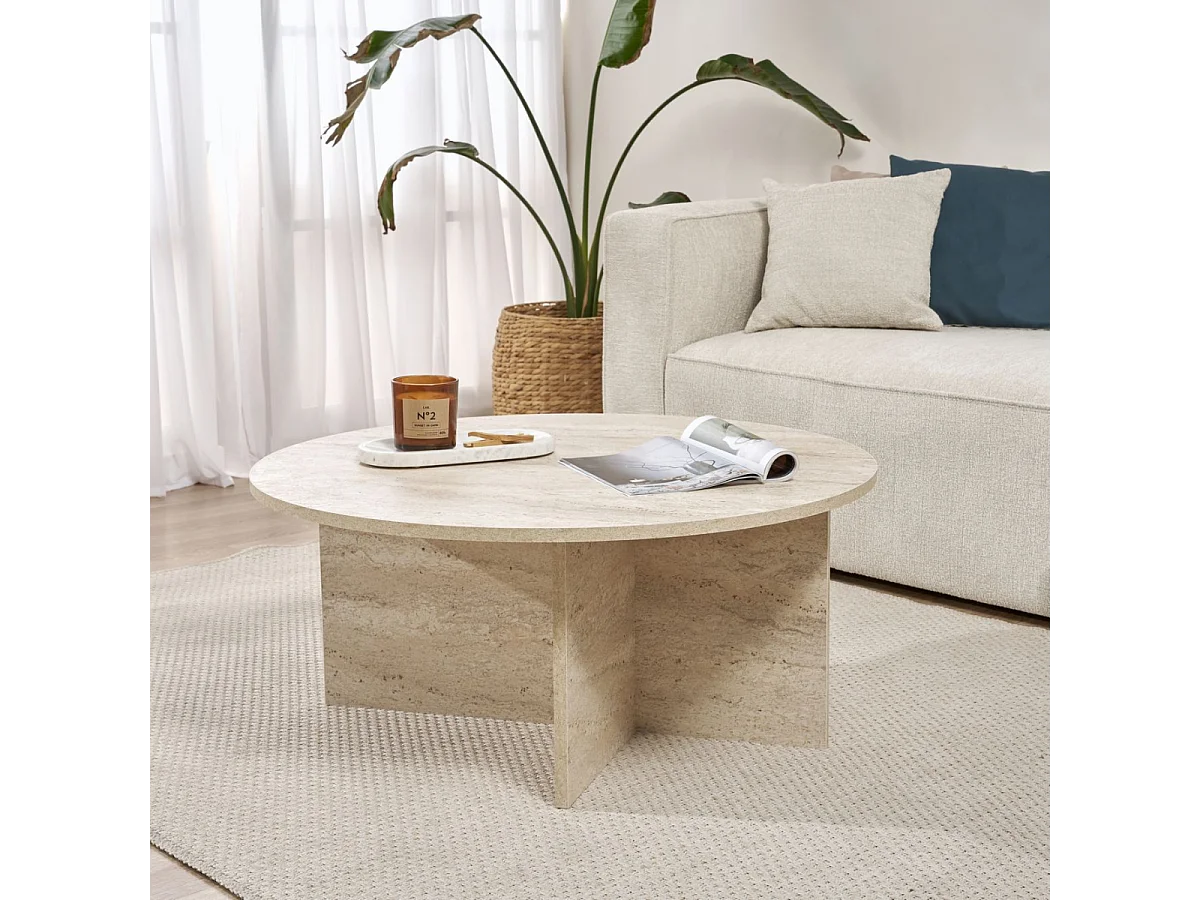 Table basse avec plateau arrondi L90 cm - SOLEIL