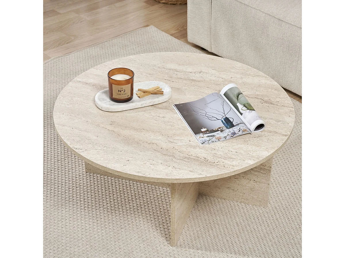 Table basse avec plateau arrondi L90 cm - SOLEIL