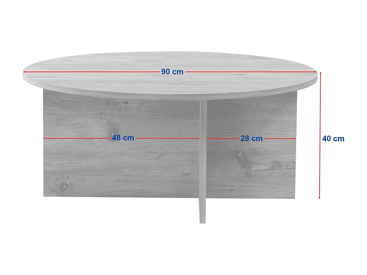 Table basse avec plateau arrondi L90 cm - SOLEIL