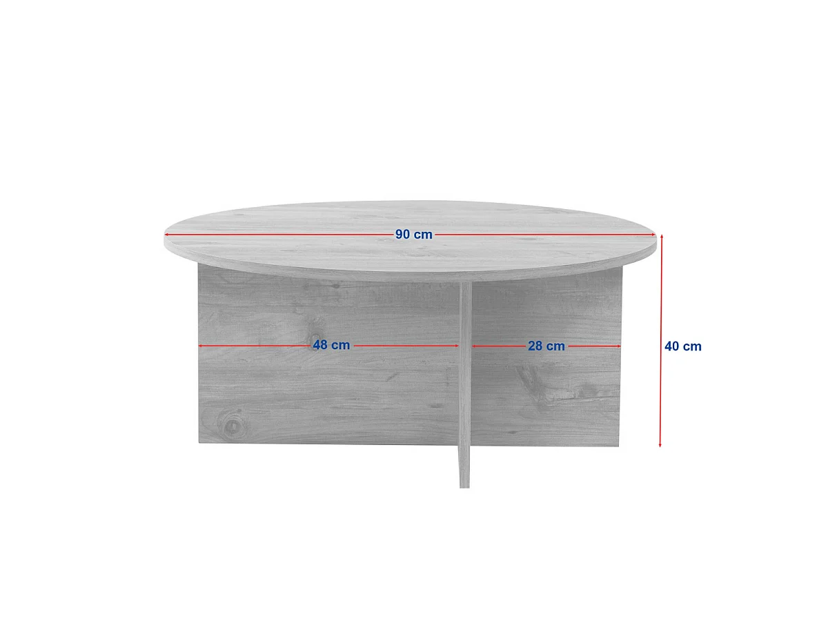 Table basse avec plateau arrondi L90 cm - SOLEIL
