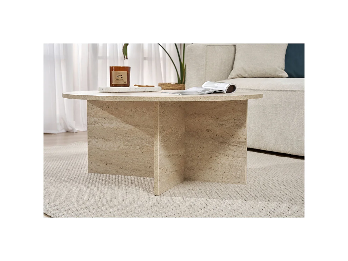 Table basse avec plateau arrondi L90 cm - SOLEIL