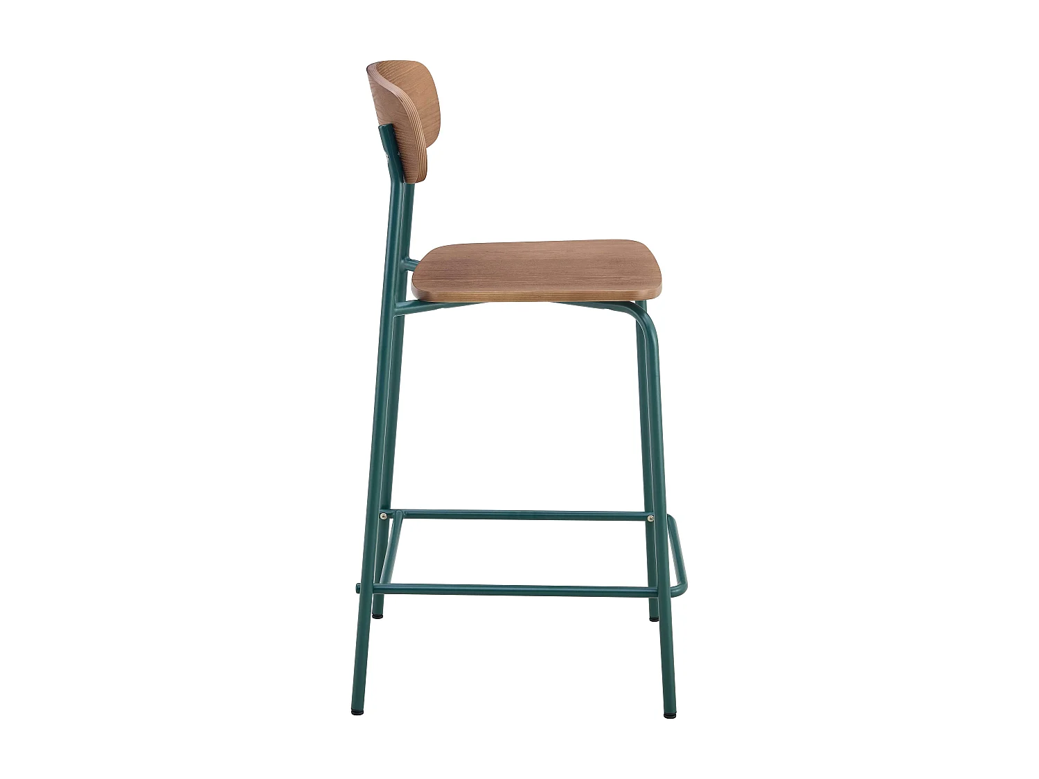 Lot de 2 chaises hautes en métal et bois vert kaki