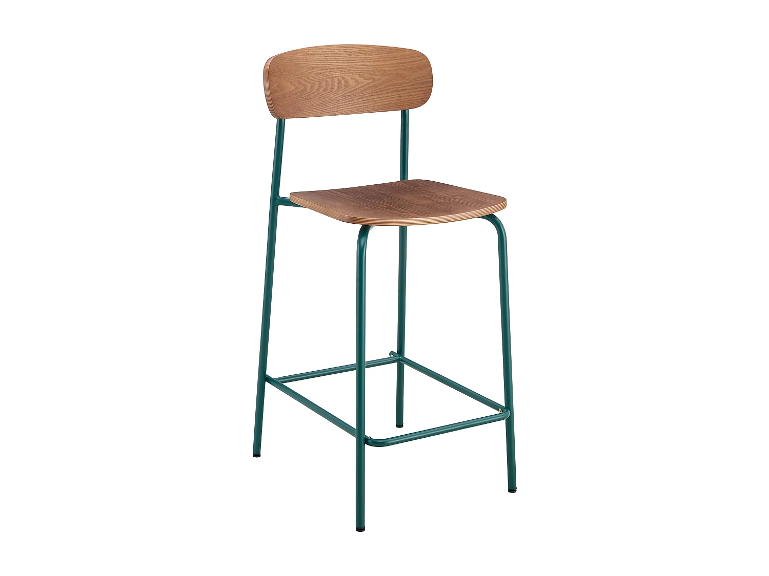 Lot de 2 chaises hautes en métal et bois vert kaki