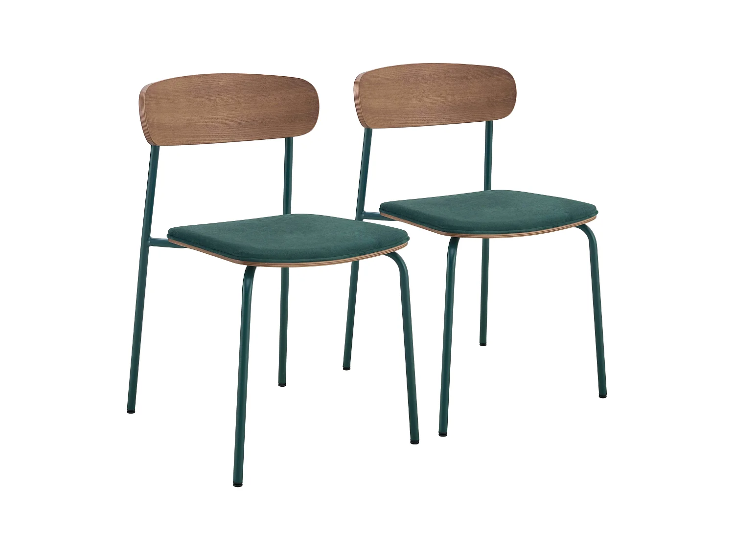 Lot de 2 chaises empilables en bois vert kaki