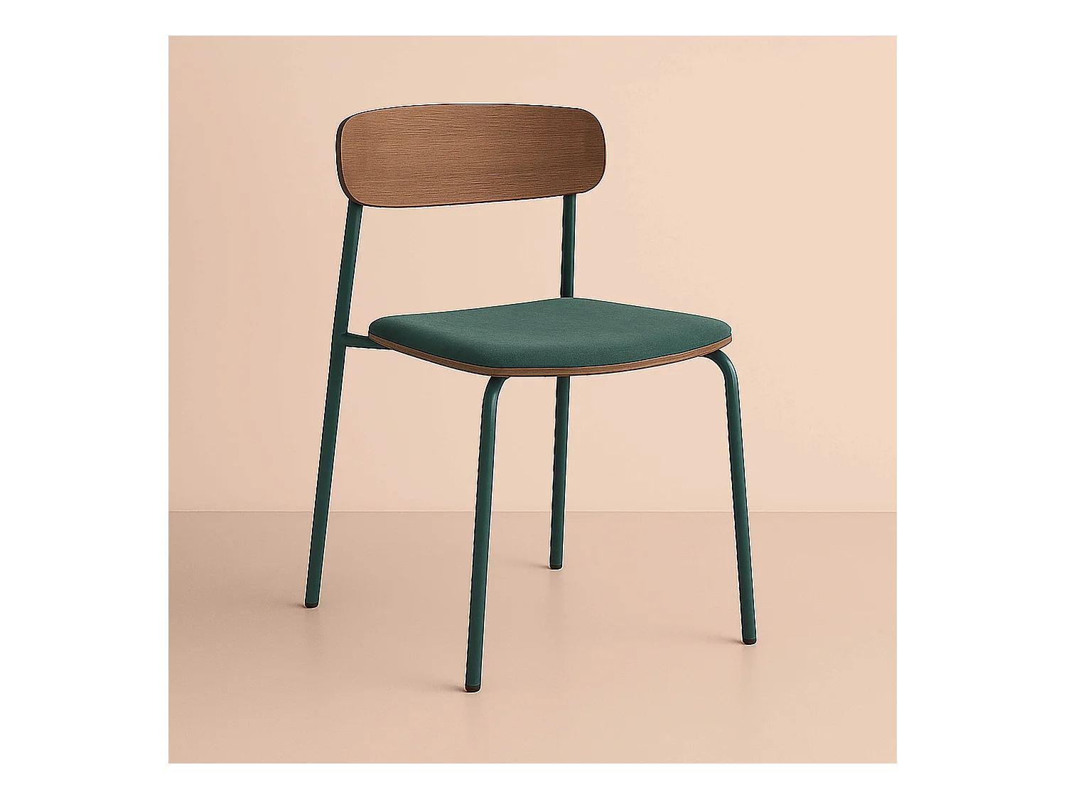 Lot de 2 chaises empilables en bois vert kaki