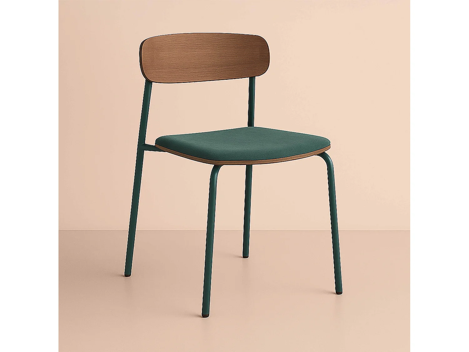 Lot de 2 chaises empilables en bois vert kaki